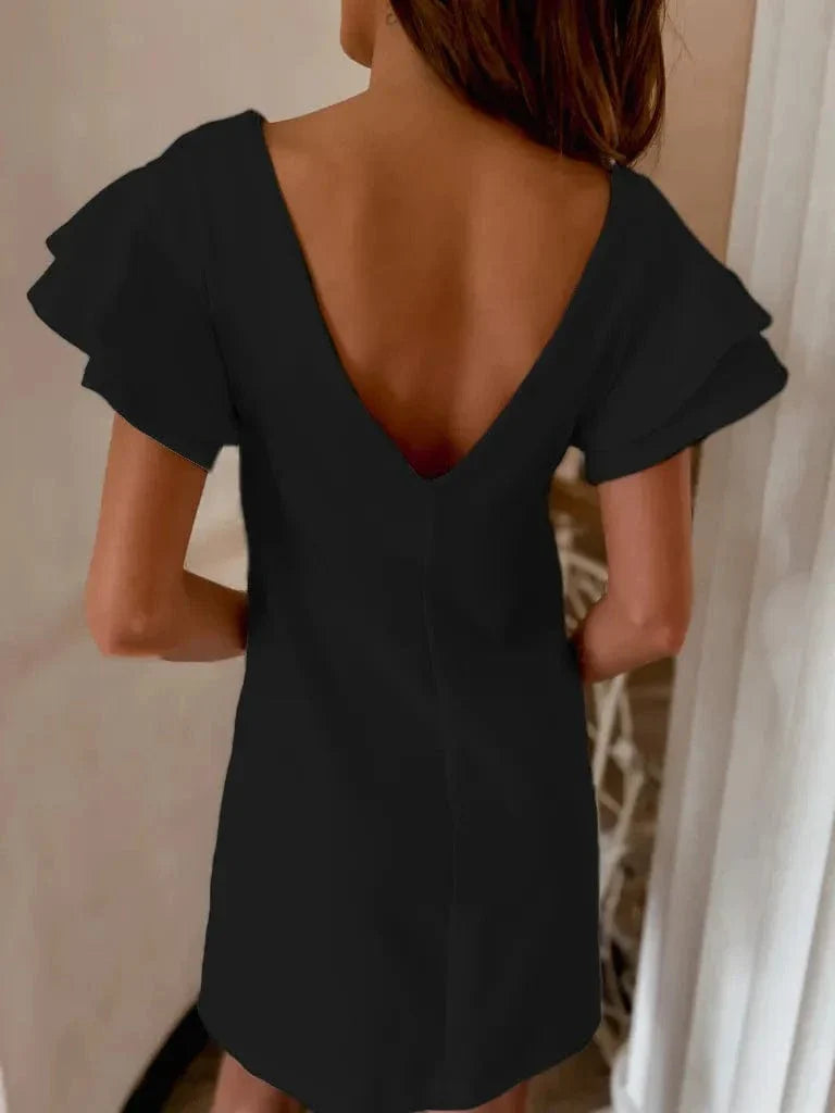 Ruffled Layered Short Sleeve Mini Dress