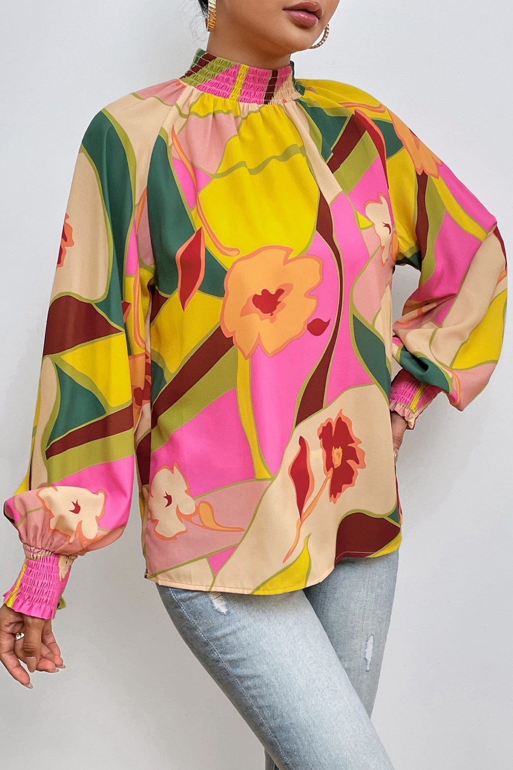 Santorini Bloom Boho Blouse