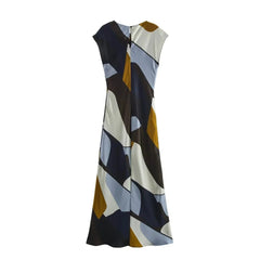 Satin Feel Printed Midi Dress