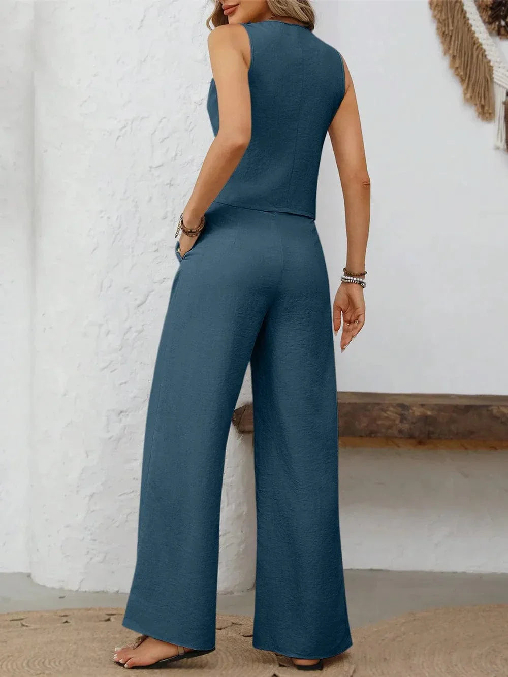 Savannah Textured Vest Jumpsuit