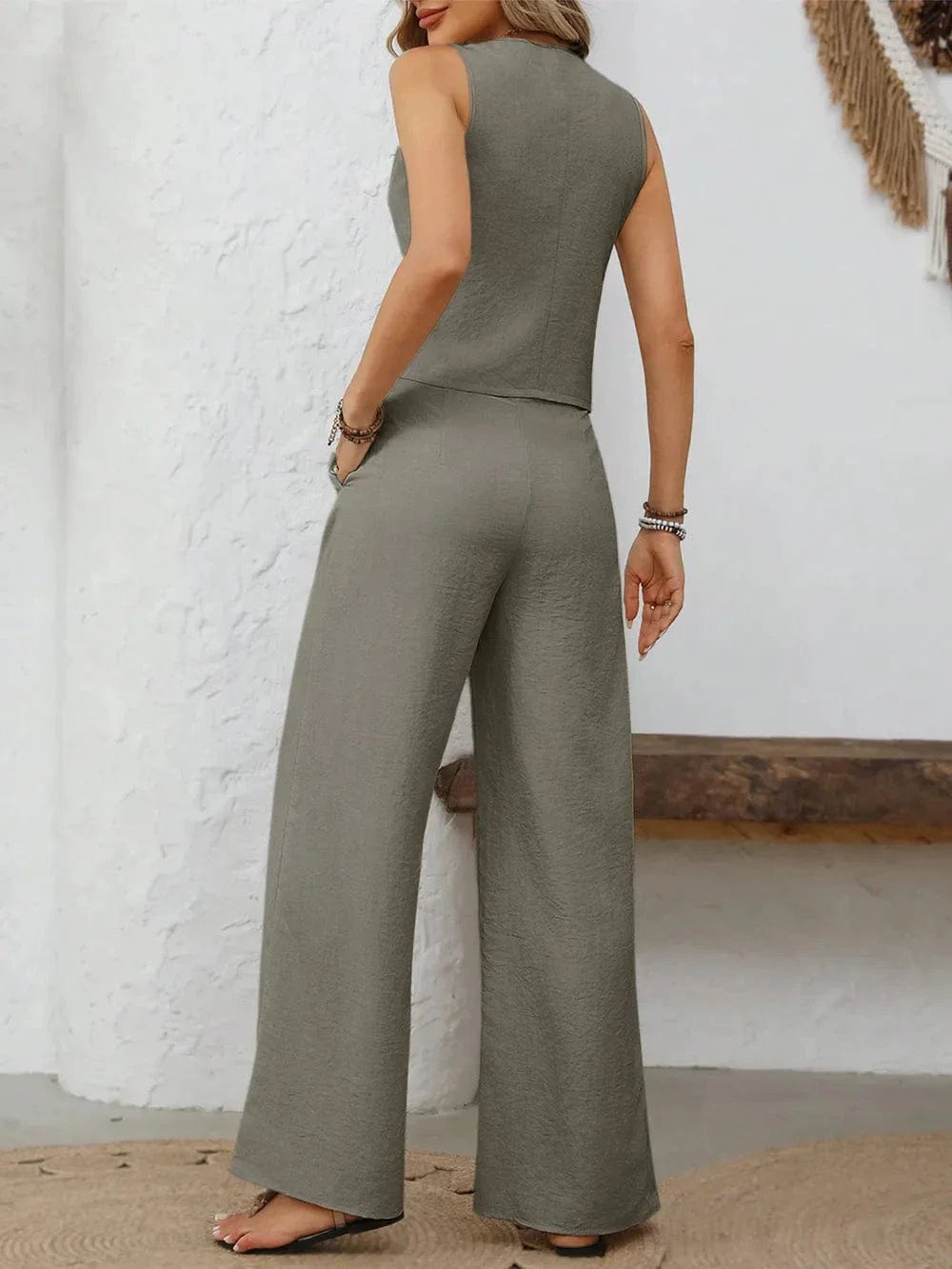 Savannah Textured Vest Jumpsuit