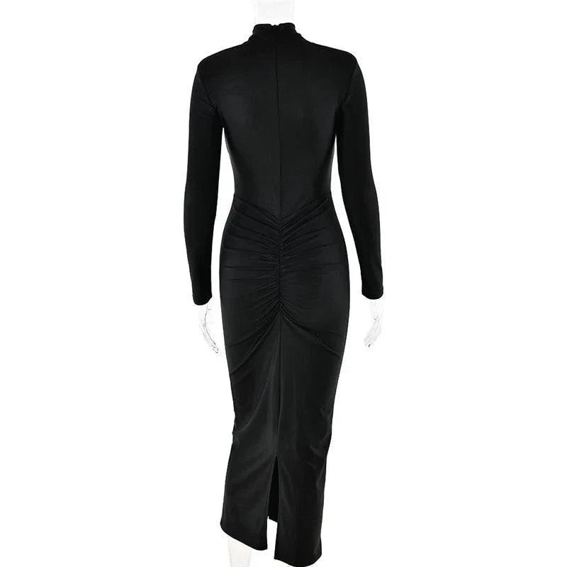 Sexy Maxi Dress with Metal Buckle