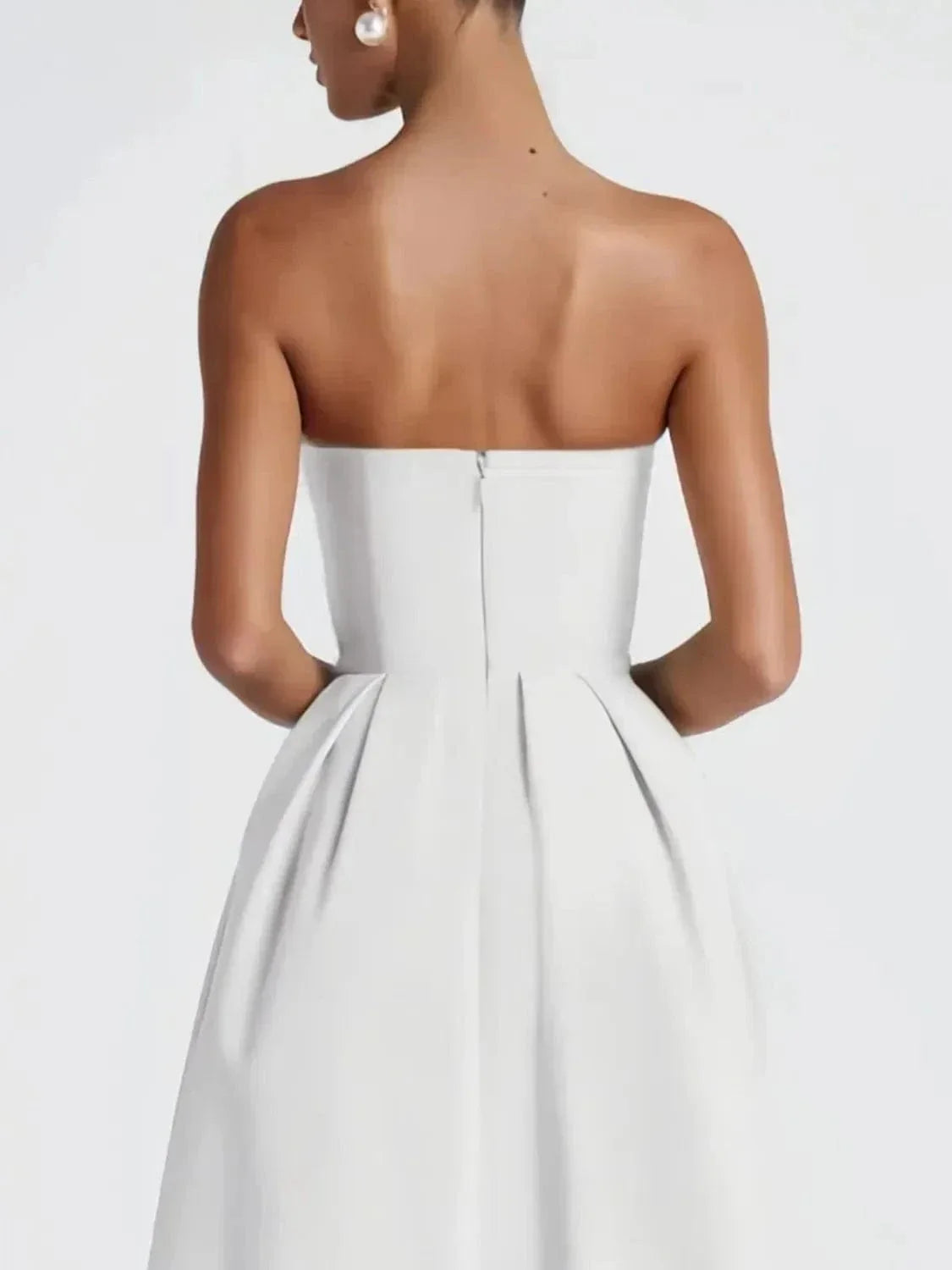 Strapless Midi Dress Elegant Fit and Flare