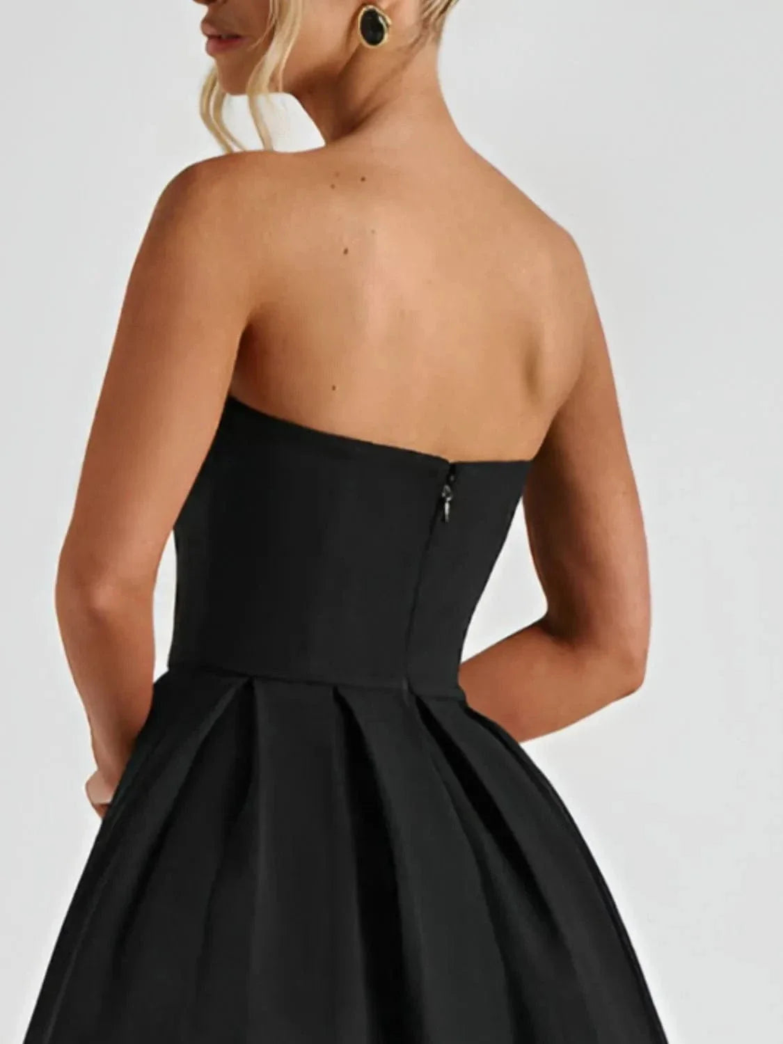 Strapless Midi Dress Elegant Fit and Flare