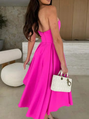 Strapless Midi Dress Elegant Fit and Flare