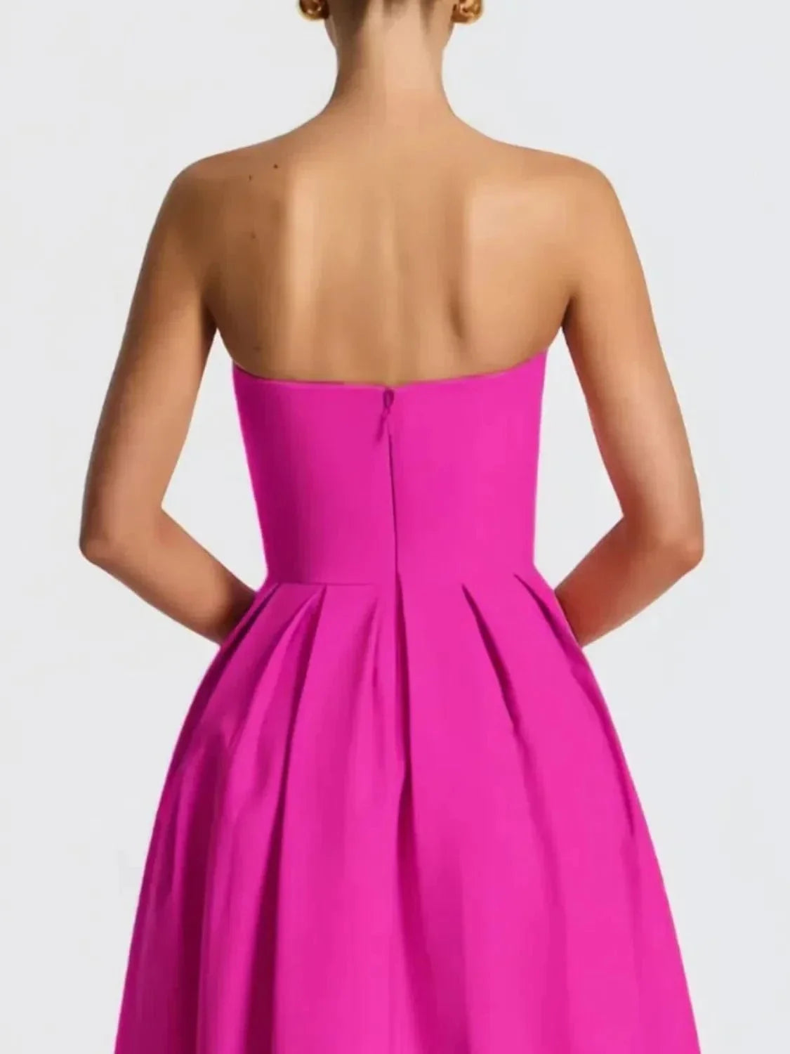 Strapless Midi Dress Elegant Fit and Flare