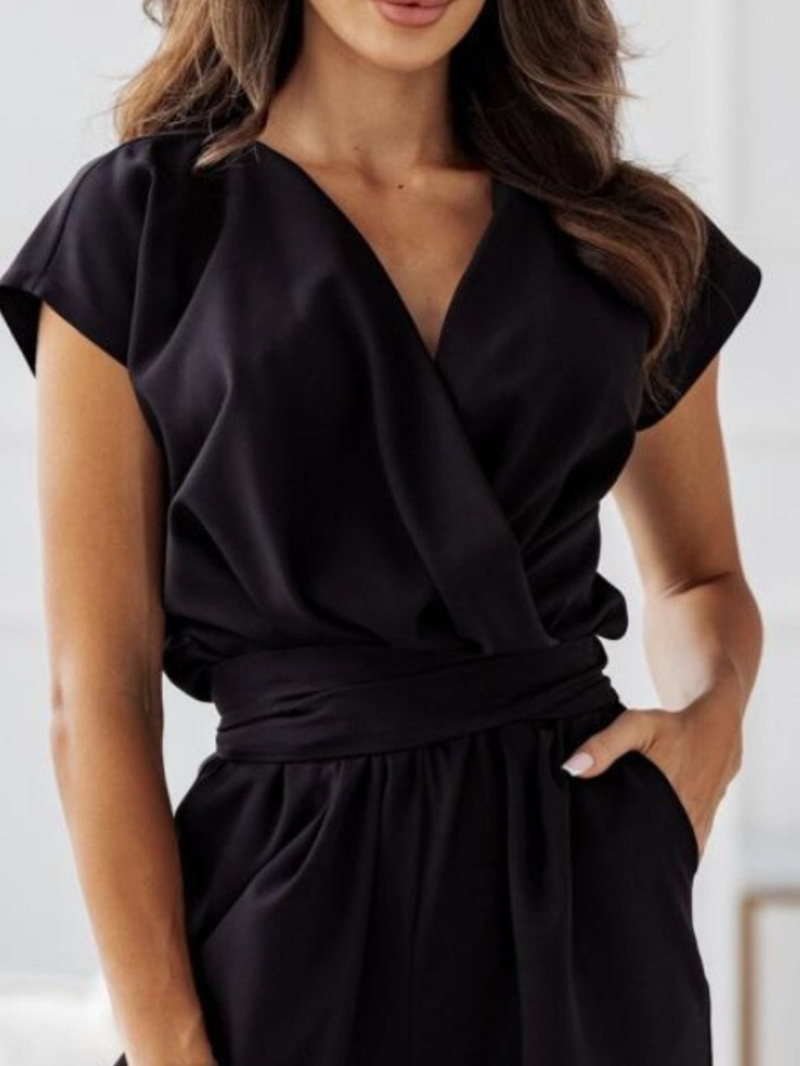 Tied Surplice Jumpsuit Elegant & Flattering Fit