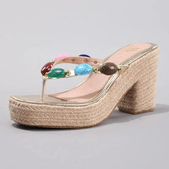 Toe Post Block Heels Sandals
