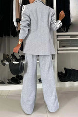 Two-Piece Classic Suit Buttoned & Pocketed