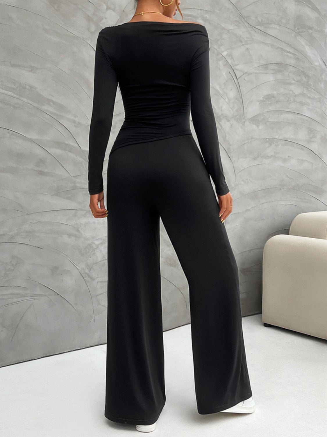 Weekend Perfect Long Sleeve Top and Wide Leg Pants Set