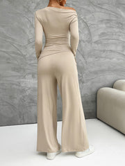 Weekend Perfect Long Sleeve Top and Wide Leg Pants Set