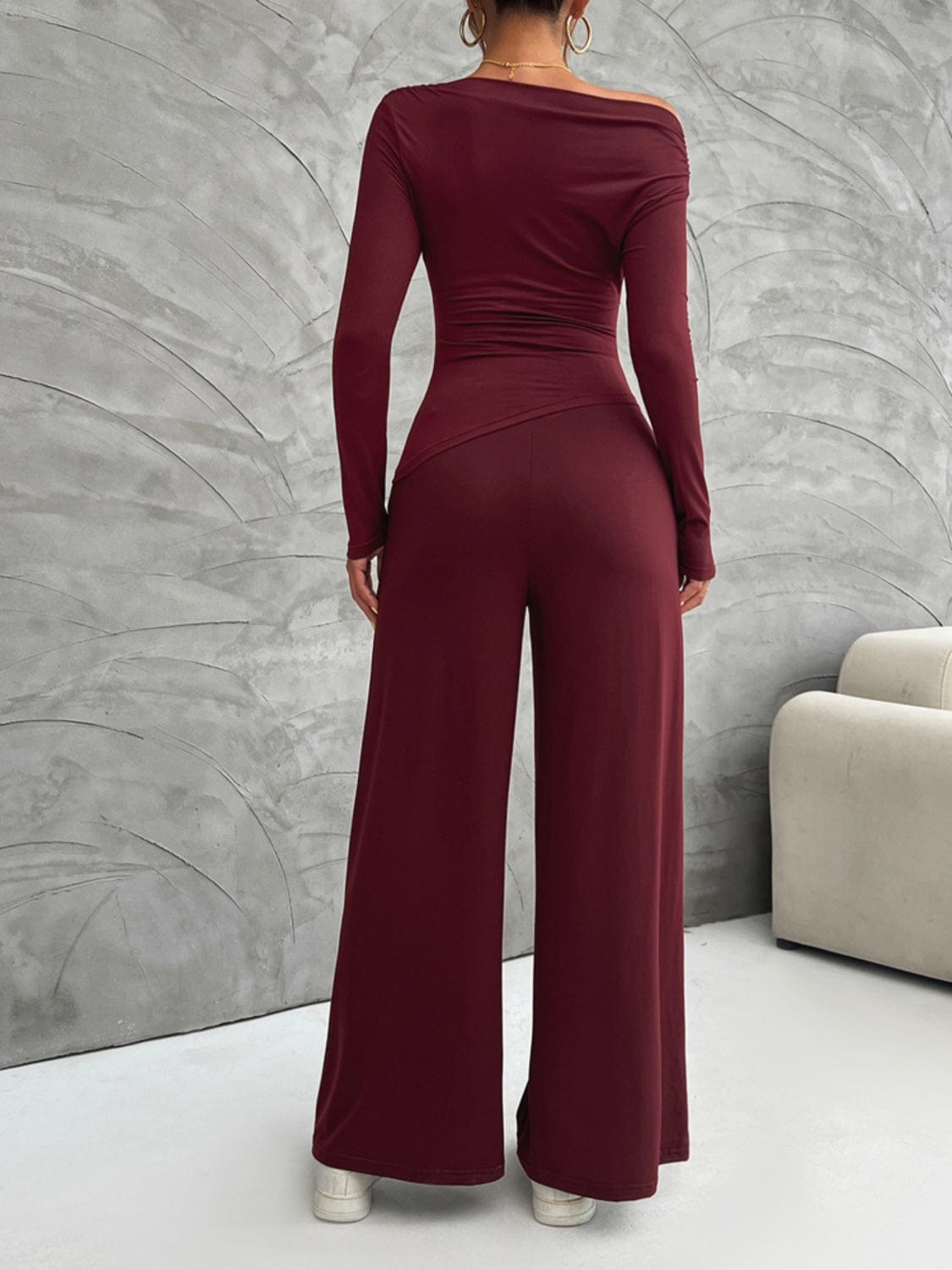 Weekend Perfect Long Sleeve Top and Wide Leg Pants Set
