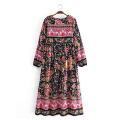 Amina Black Floral Dress