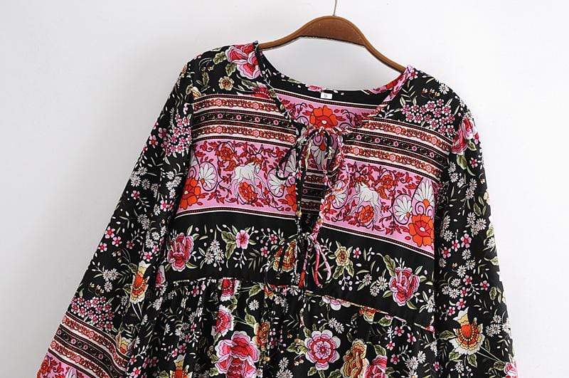 Amina Black Floral Dress
