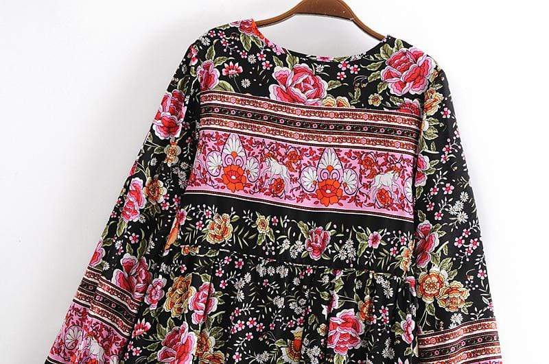 Amina Black Floral Dress