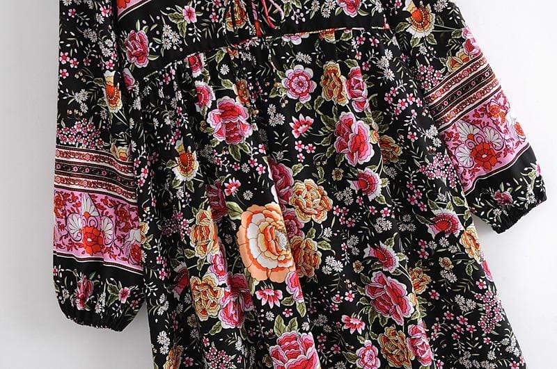 Amina Black Floral Dress