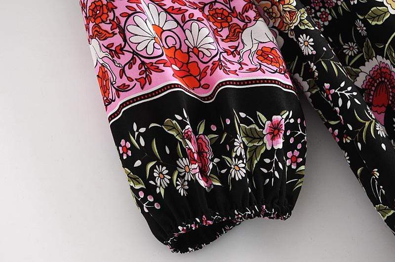 Amina Black Floral Dress