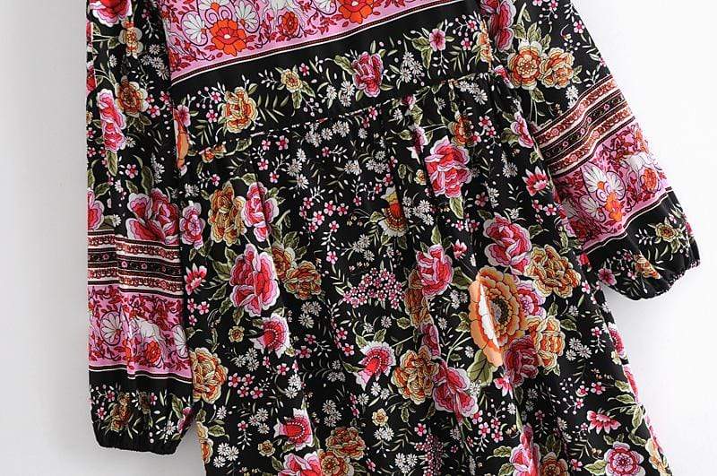 Amina Black Floral Dress