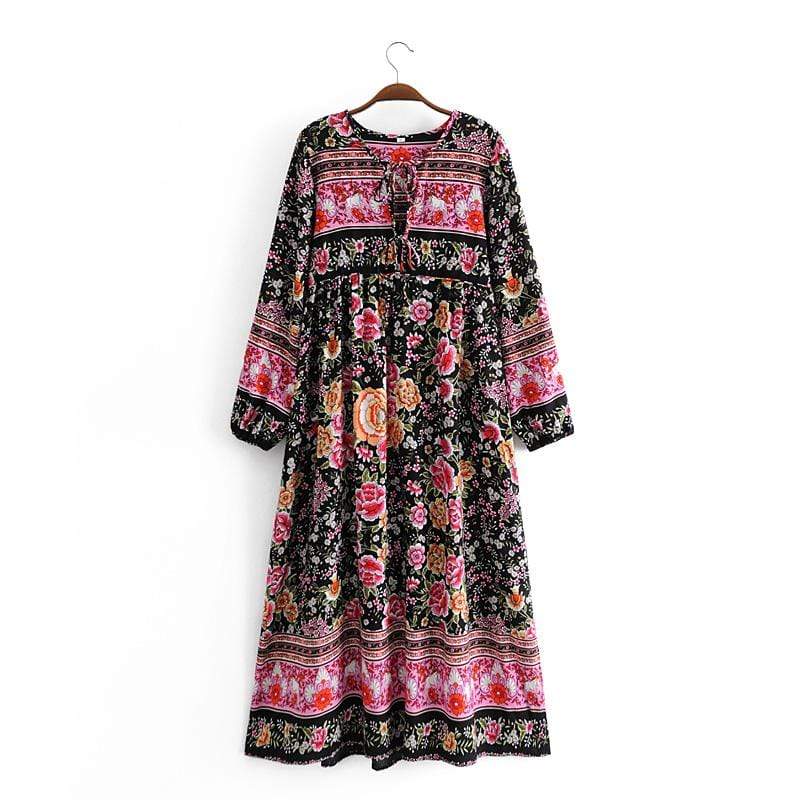 Amina Black Floral Dress
