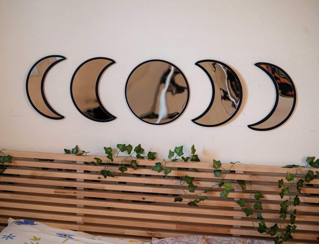Wooden Moonphase Mirror Set