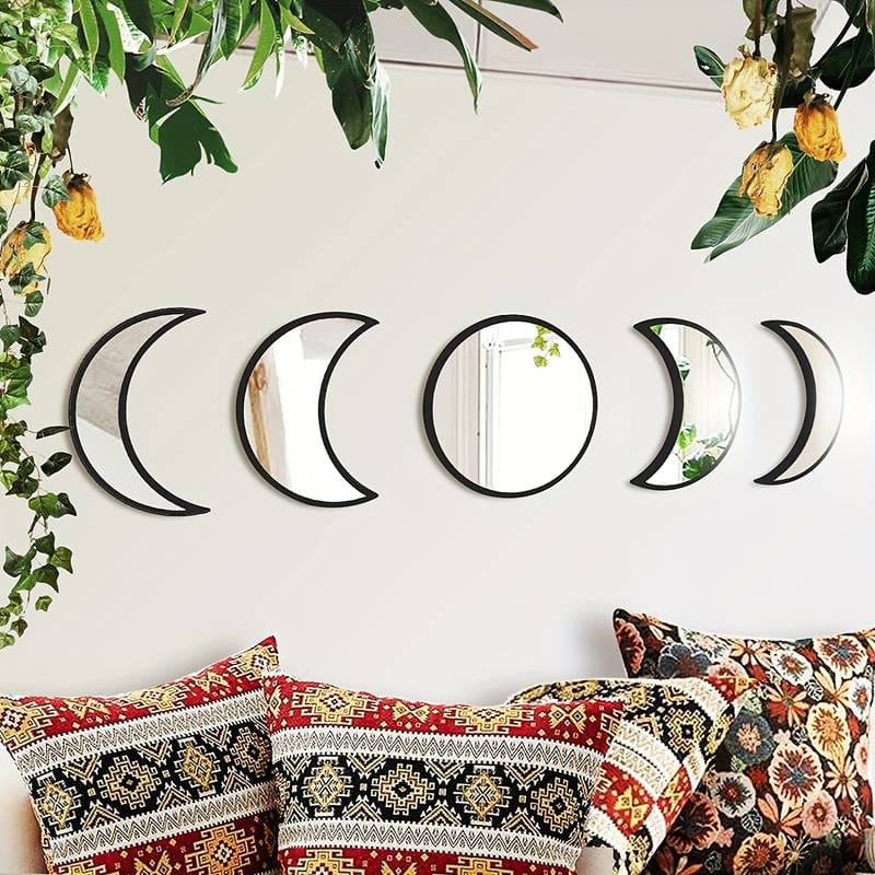 Wooden Moonphase Mirror Set