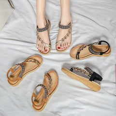 Bohemian Flowers Flat Sandals