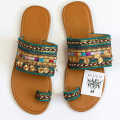 Boho Embellished Flat Sandals