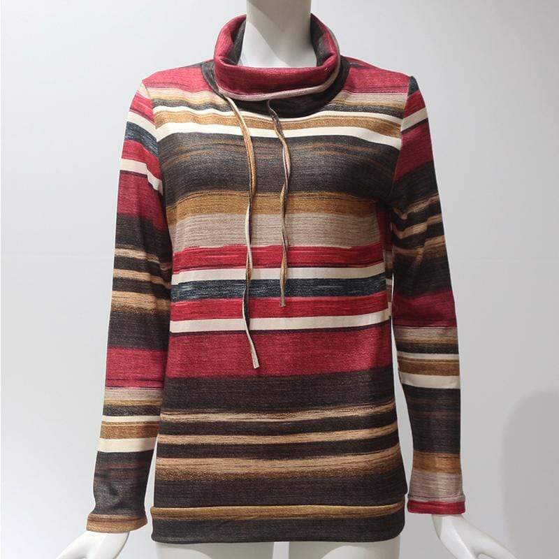 Turtleneck Striped Pullover (2 Colors)