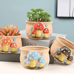 Cute Mushrooms Planter Pot