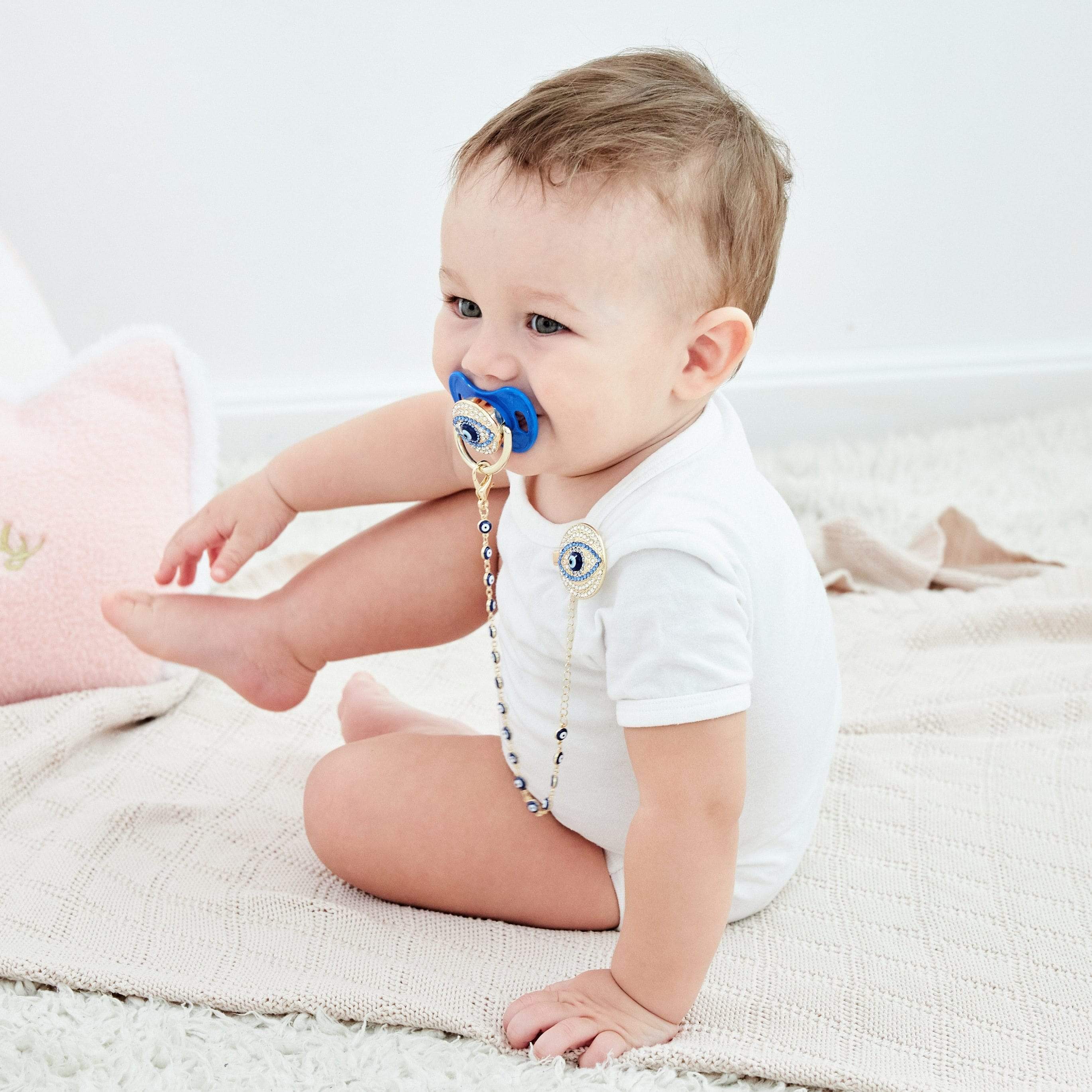 Evil Eye Pacifier and Clip Set