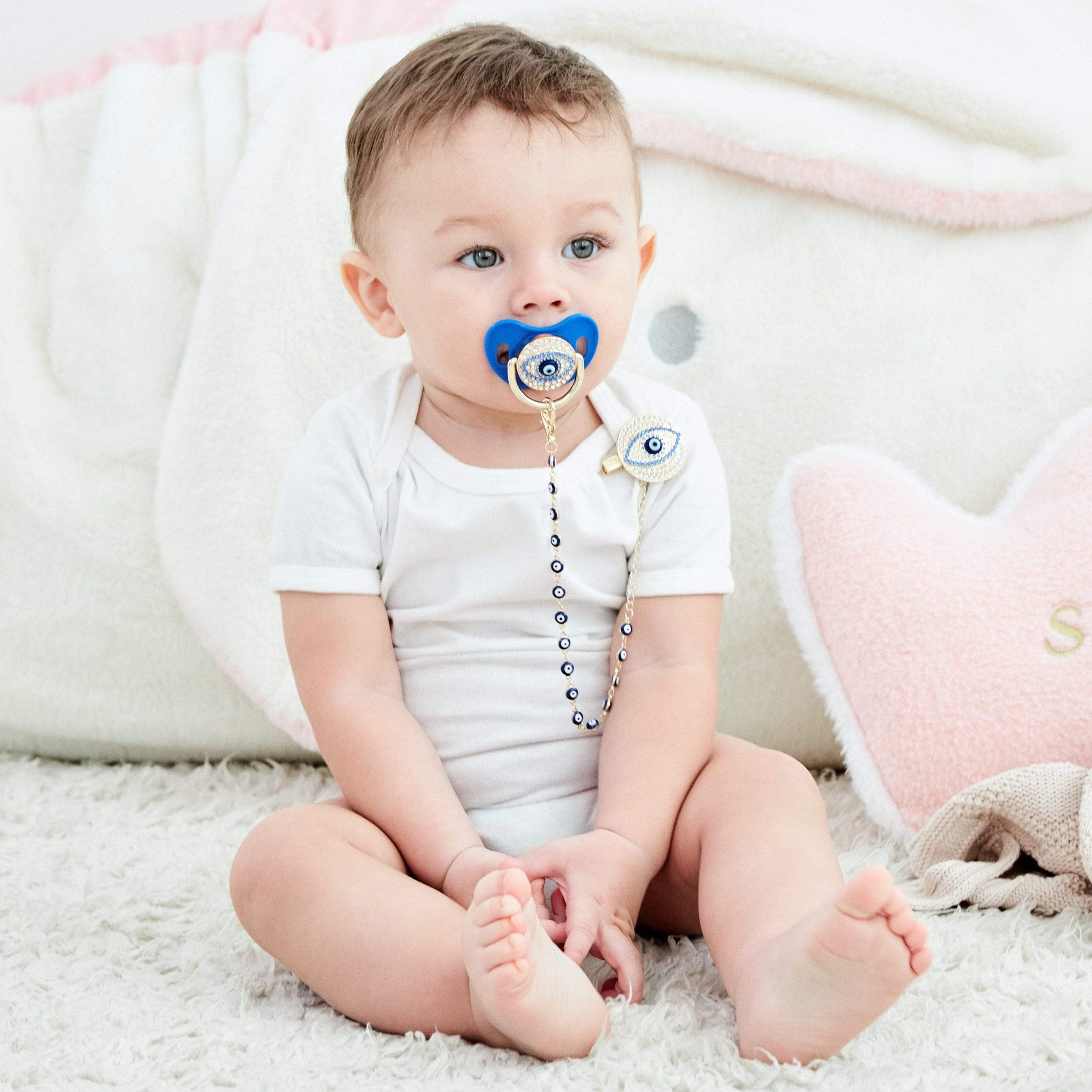 Evil Eye Pacifier and Clip Set