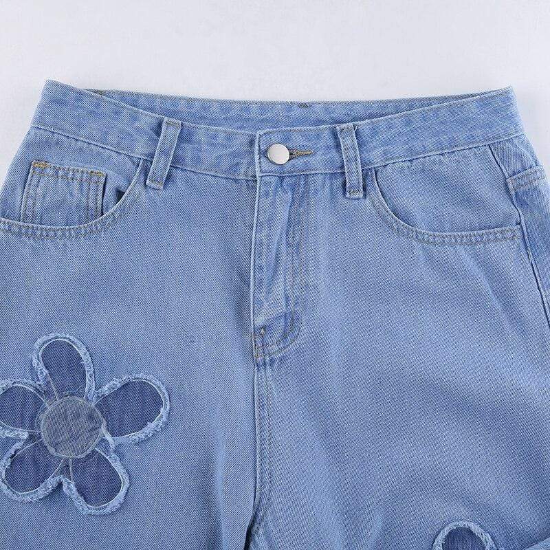 Floral Denim Pants