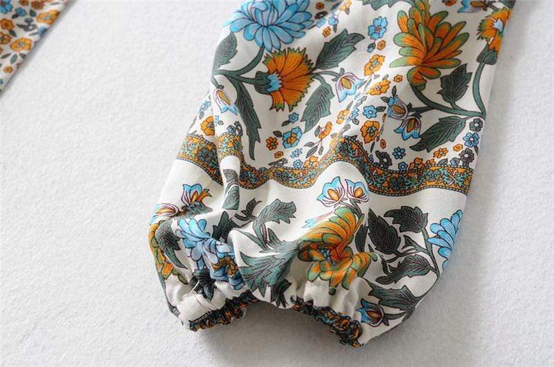 Freya Retro V Neck Bell Sleeve Blouse