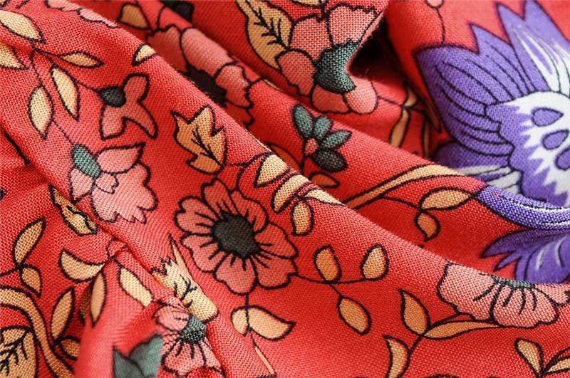 Ida Floral Tie Front Blouse in Red
