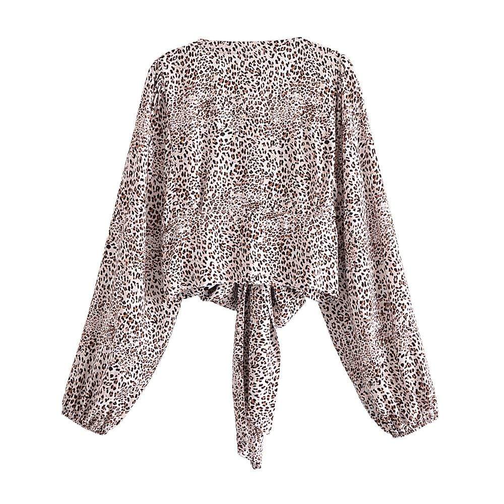 Leopard Print Cropped Blouse