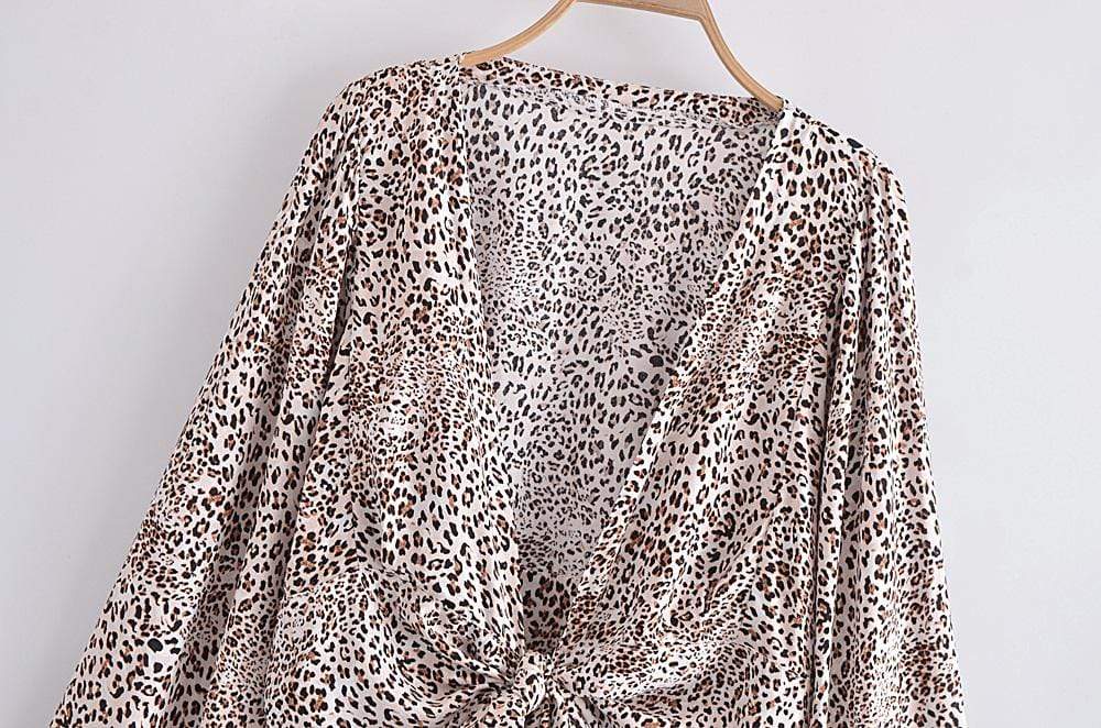 Leopard Print Cropped Blouse