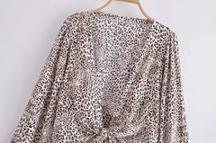 Leopard Print Cropped Blouse