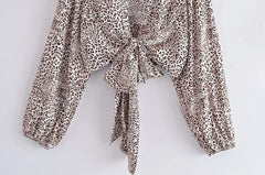 Leopard Print Cropped Blouse