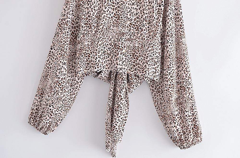 Leopard Print Cropped Blouse