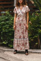 Joseph Bohemian Wrap Maxi Dress in Beige