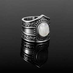 S925 Sterling Silver Rainbow Moonstone Ring