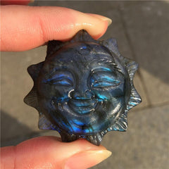 Labradorite Sun Face Carving