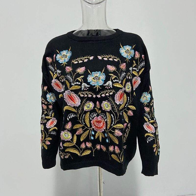 Embroidered Knit Sweater