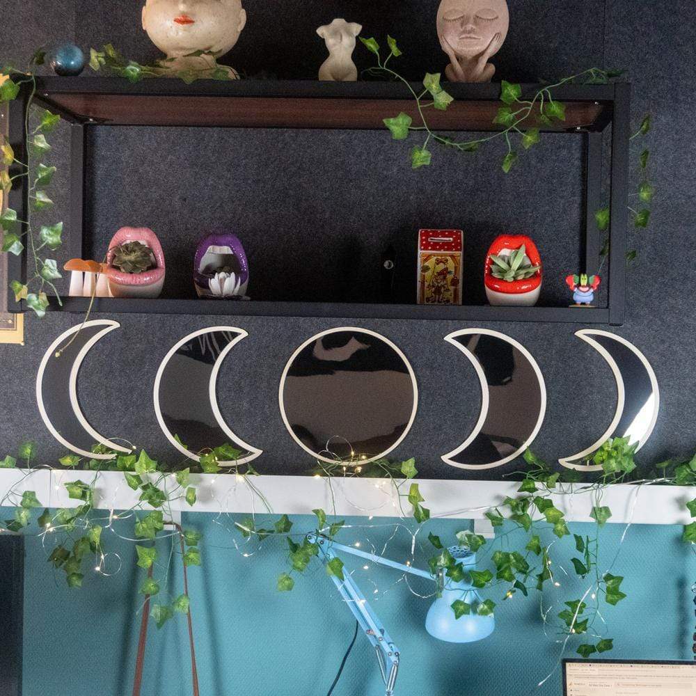 Wooden Moonphase Mirror Set
