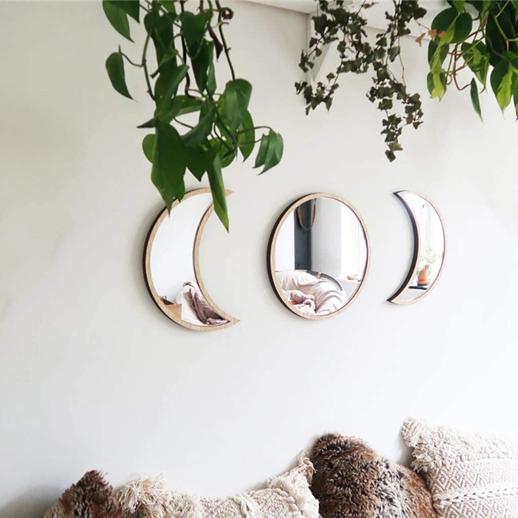 Wooden Moonphase Mirror Set