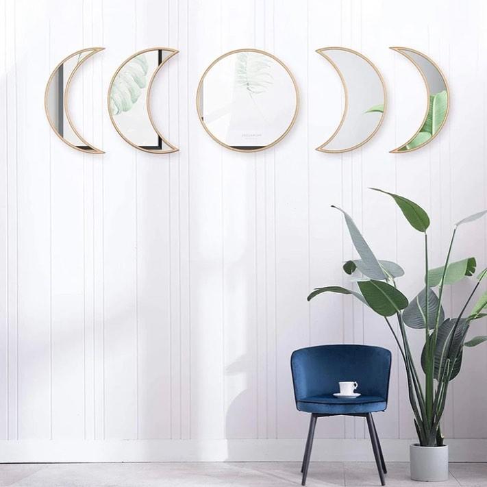 Wooden Moonphase Mirror Set
