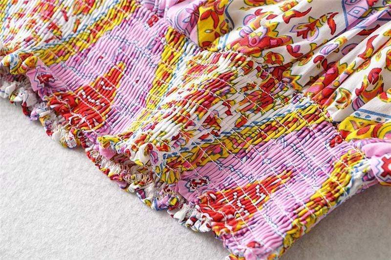 Yellow Tribal Print Shirred Cami Top & Belted Pants