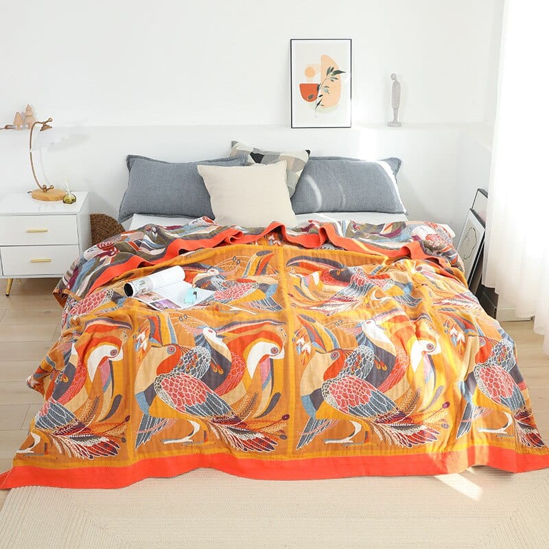 Toucan Bird Cotton Bedspread