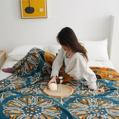 Bohemian Paisley Flower Bedspread in Green