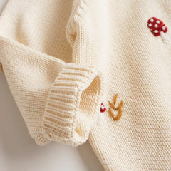 Boho Baby Mushroom Embroidered Cardigan